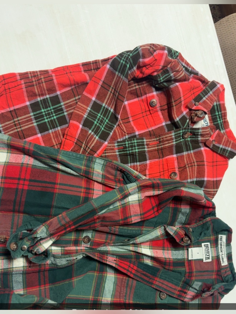 Duluth Trading Co Red and Green Plaid Button-Down Shirt